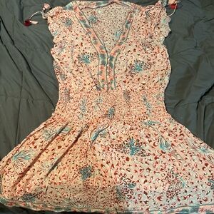 Poupette St. Barth Pink and Blue Mini Dress